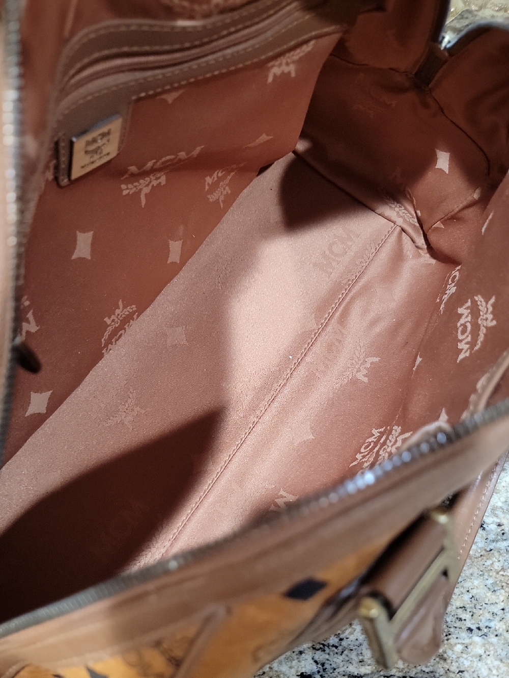 MCM EUC Visetos Cognac Leather Satchel Bag - Picture 10 of 13